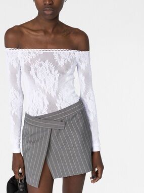 The Attico white lace mesh Kim bodysuit